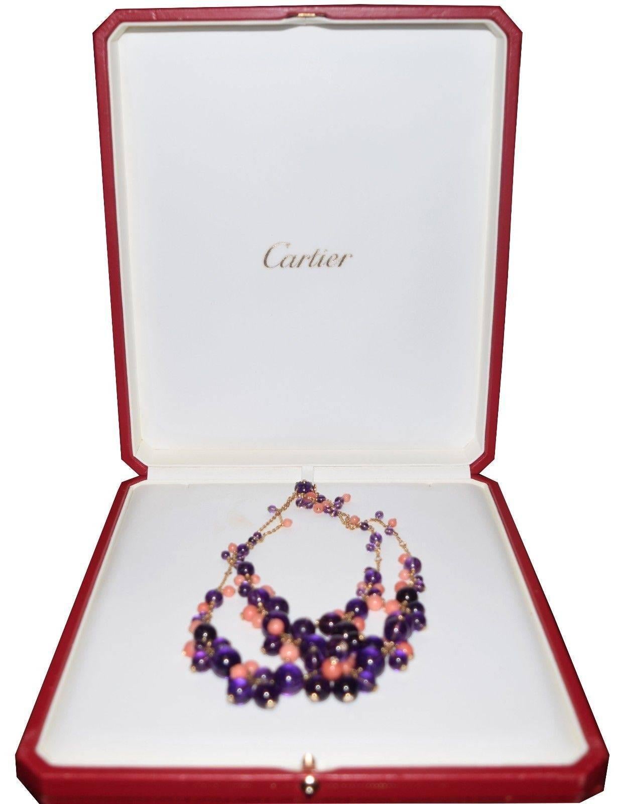 Cartier Delices De Goa Amethyst Coral Diamond Gold Earrings 5