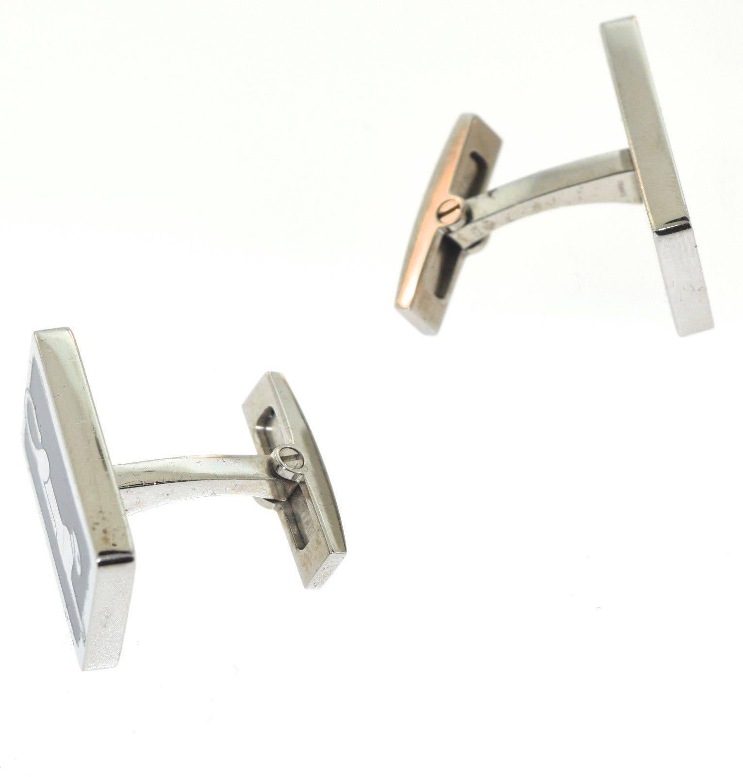 Cartier Sterling Silver Panther Cufflinks For Sale 3