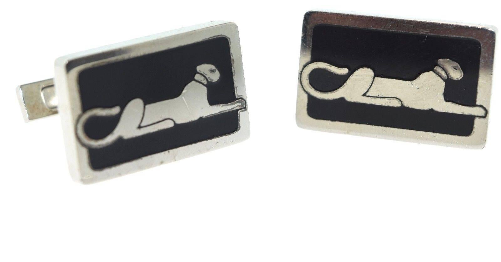 Cartier Sterling Silver Panther Cufflinks For Sale 5