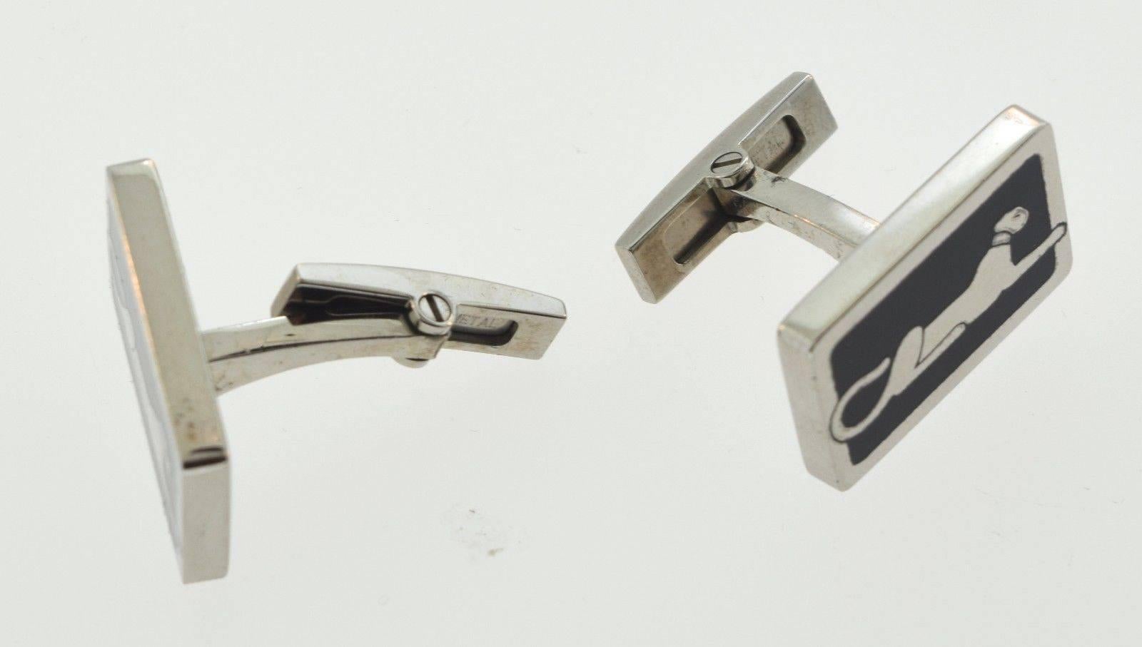 Cartier Sterling Silver Panther Cufflinks For Sale 6