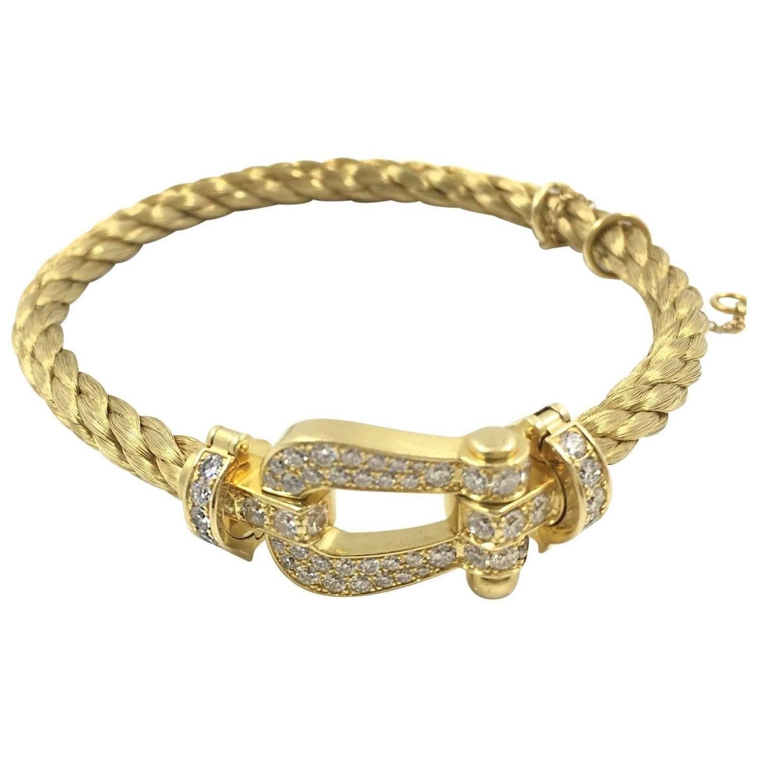 Fred Force Diamond Gold Bracelet For Sale