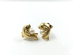 Cartier Pearl Emerald Gold Panther Dolphin Earrings