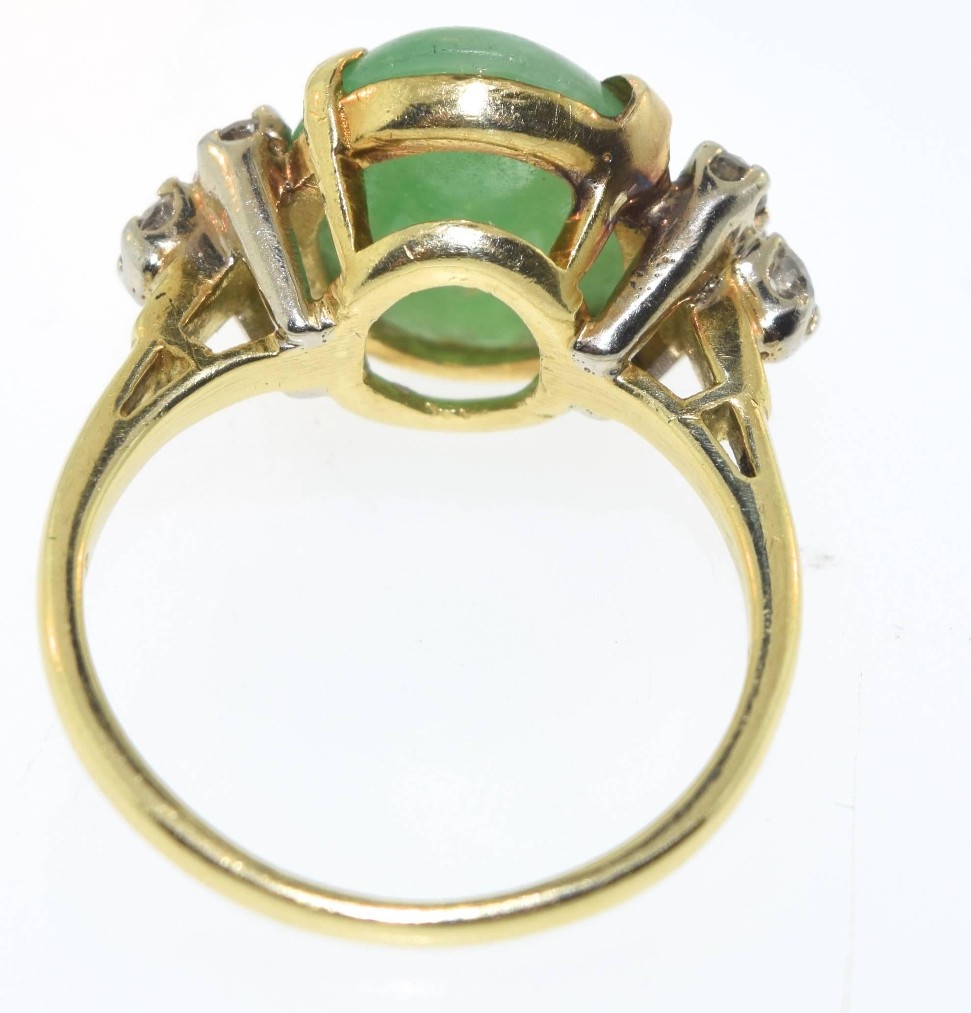 Women's or Men's Tiffany & Co. Jade Diamond Gold Ring For Sale