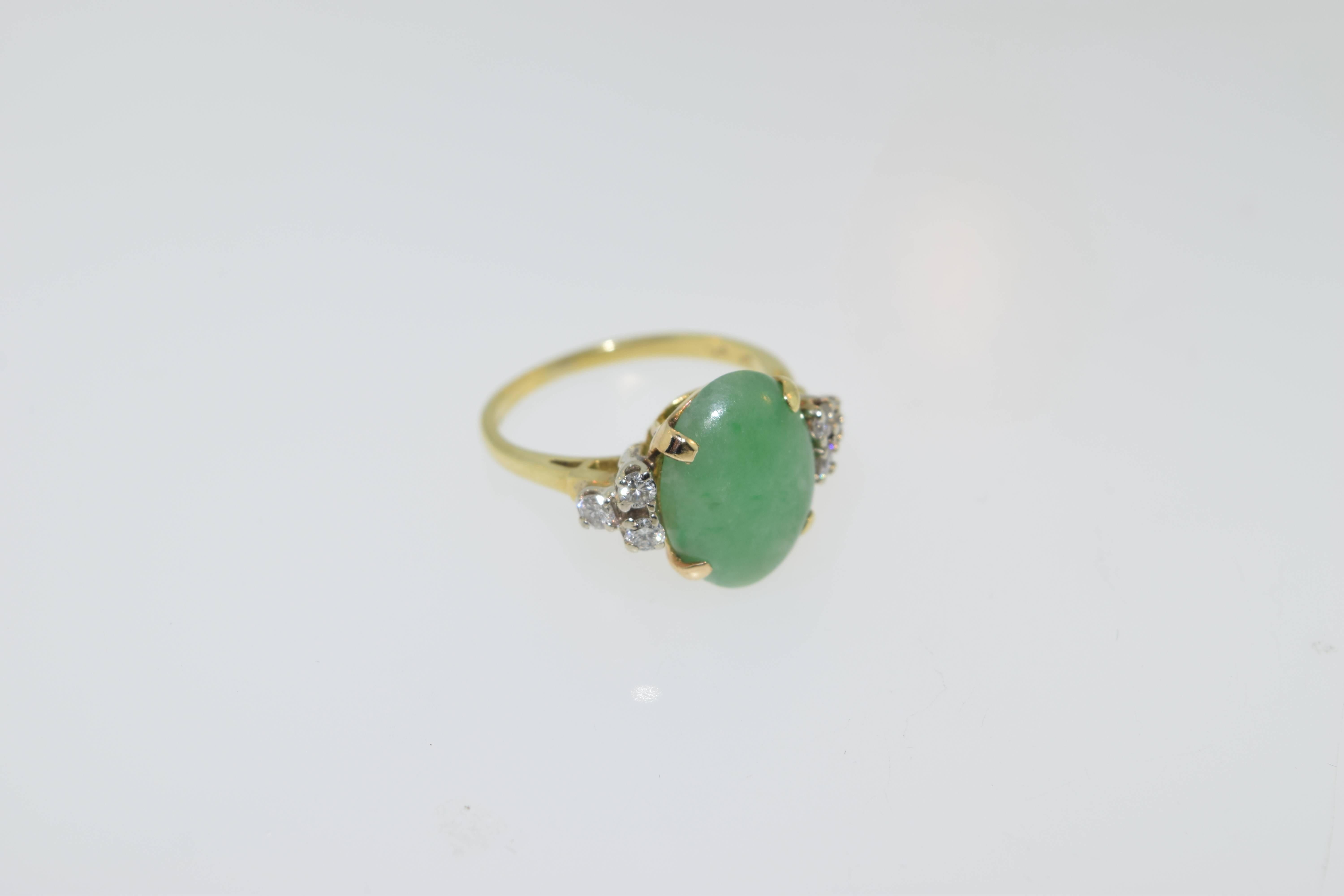 Tiffany & Co. Jade Diamond Gold Ring For Sale 2