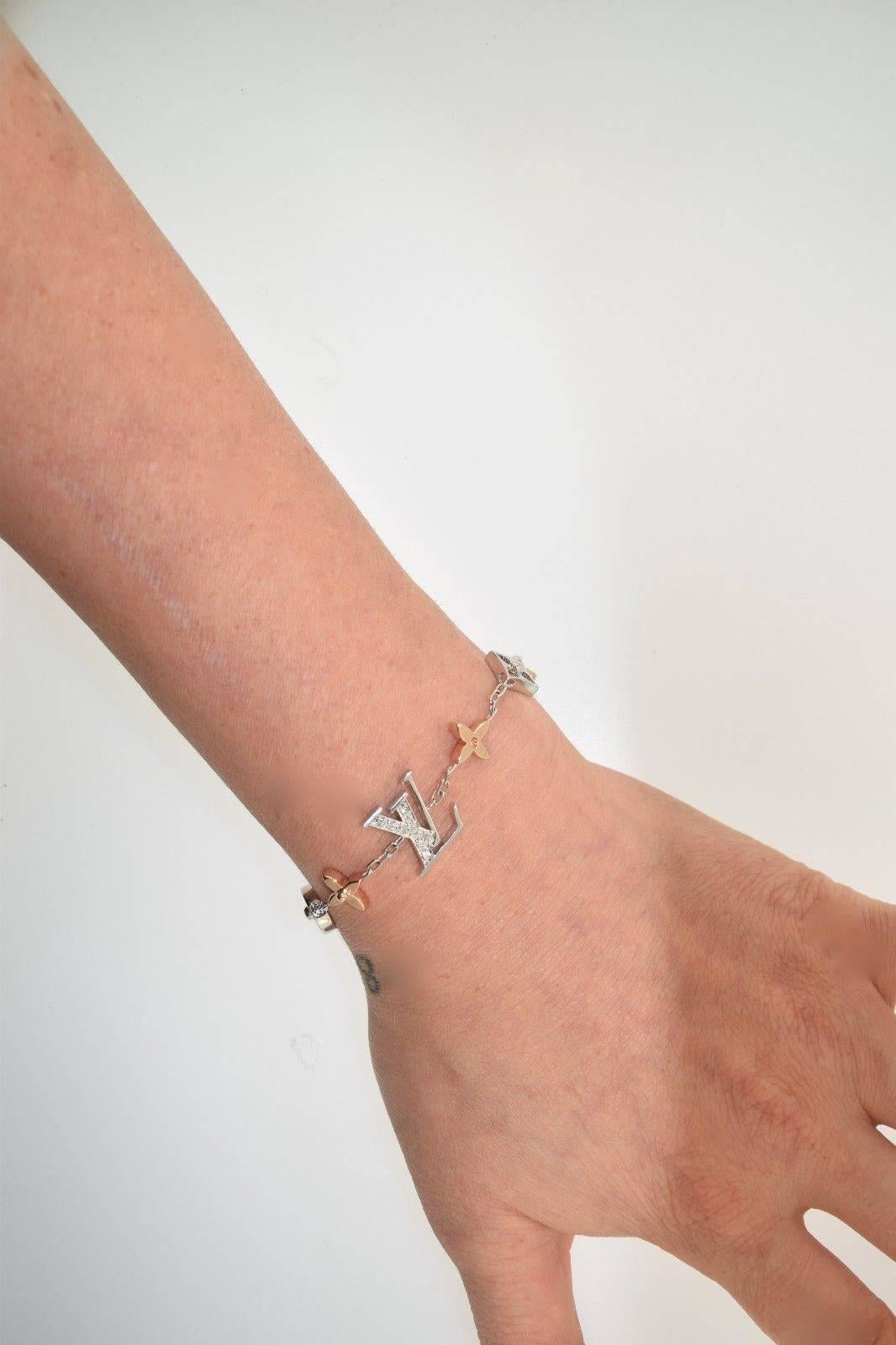 Women's or Men's Louis Vuitton First Generation Idylle Blossom Diamond Gold Monogram Bracelet For Sale
