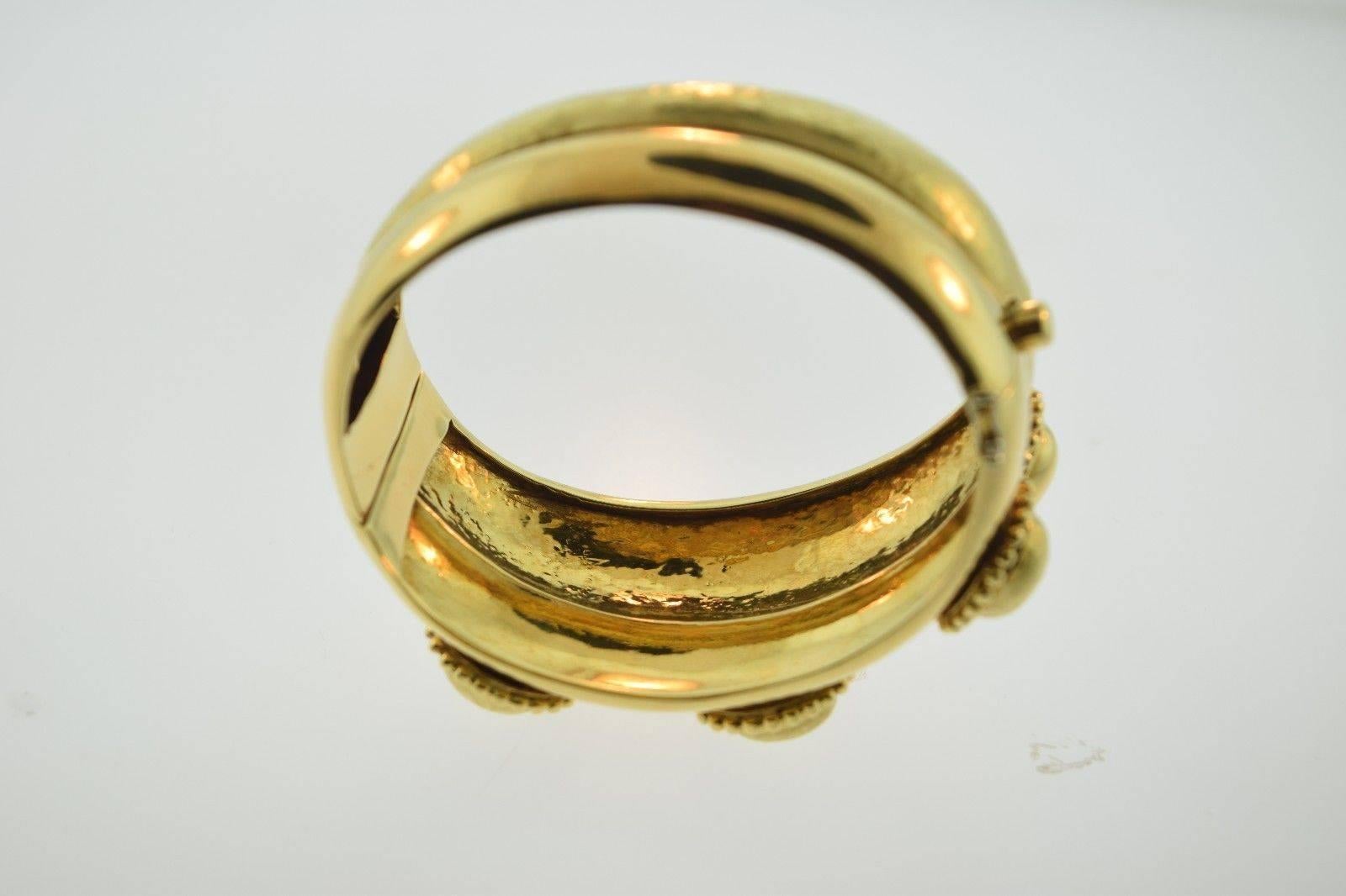 Magnificent Heavy Textured Gold Wide Bangle Bracelet In Excellent Condition In Miami, FL