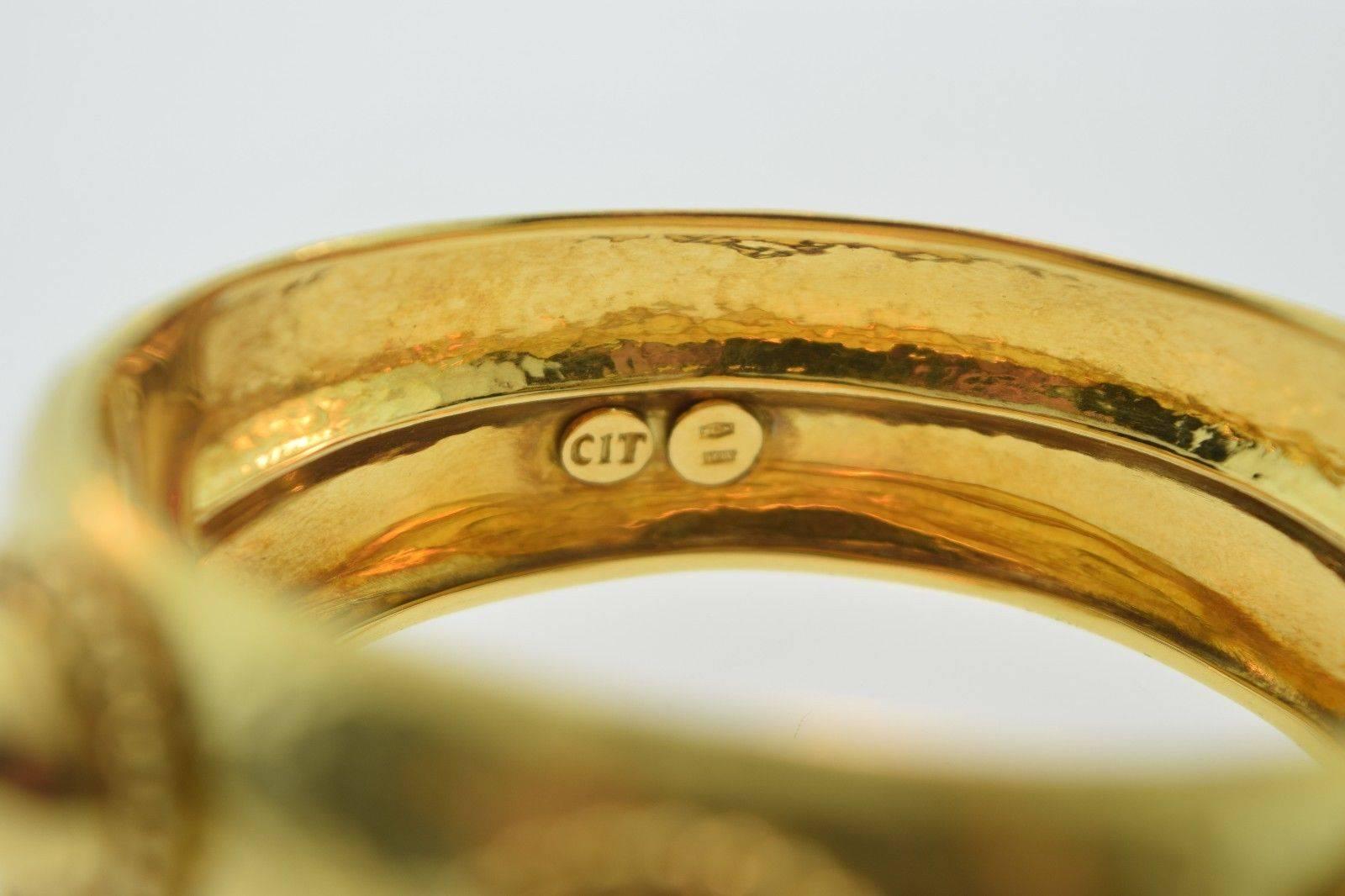 Women's or Men's Magnificent Heavy Textured Gold Wide Bangle Bracelet