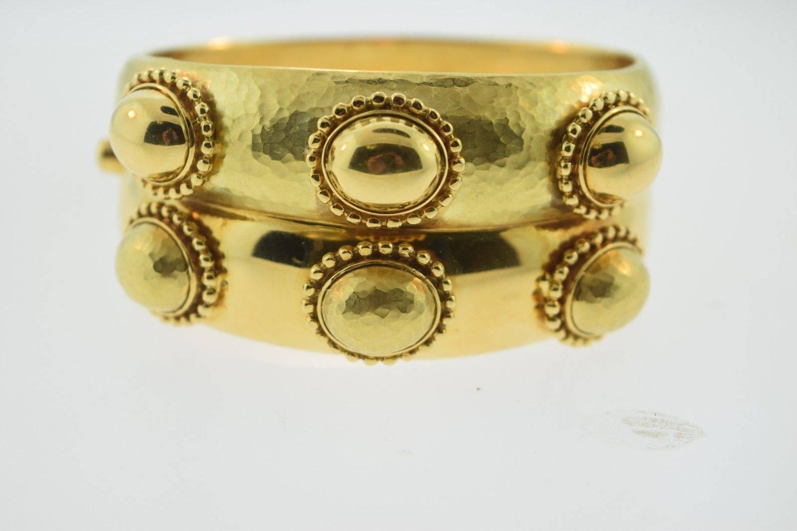 Magnificent Heavy Textured Gold Wide Bangle Bracelet 1