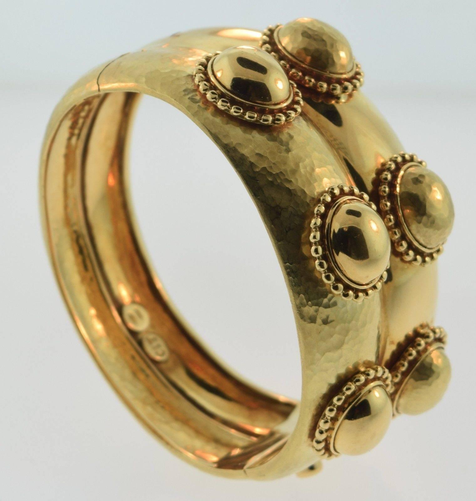 Magnificent Heavy Textured Gold Wide Bangle Bracelet 3