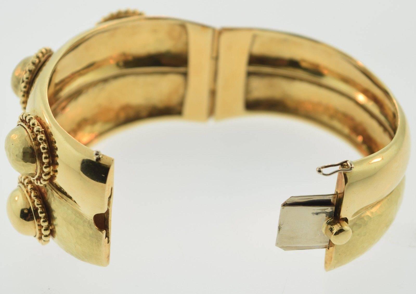 Magnificent Heavy Textured Gold Wide Bangle Bracelet 4