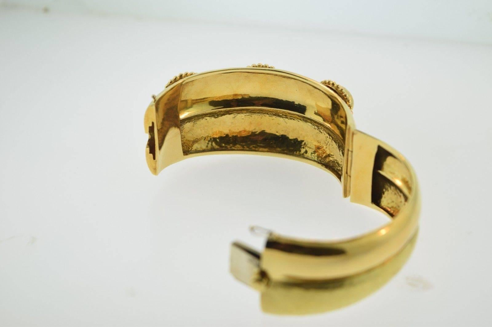 Magnificent Heavy Textured Gold Wide Bangle Bracelet 5