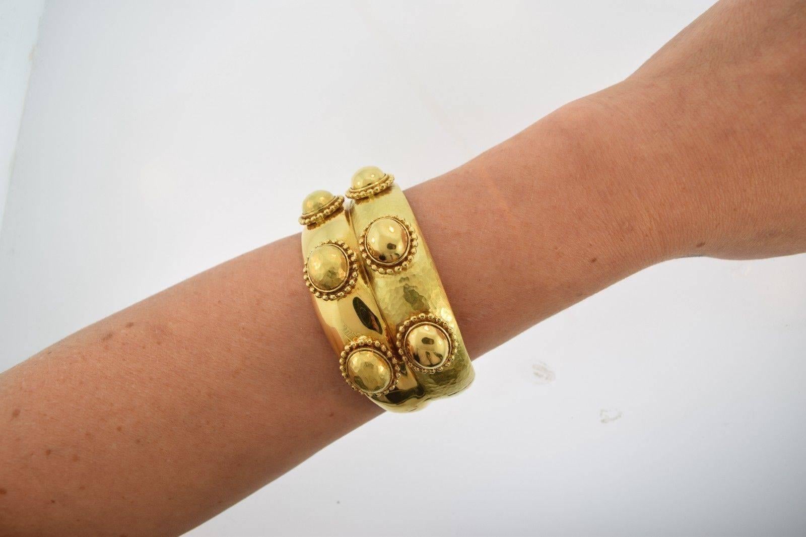 Magnificent Heavy Textured Gold Wide Bangle Bracelet 6