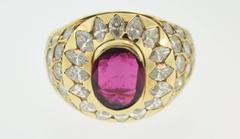 Magnificent No Heat Ruby Diamond Gold Ring