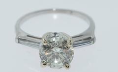 Old European Hearts and Arrows Diamond Platinum Engagement Ring