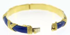 Cartier Rare Blue Enamel Gold Bangle Bracelet