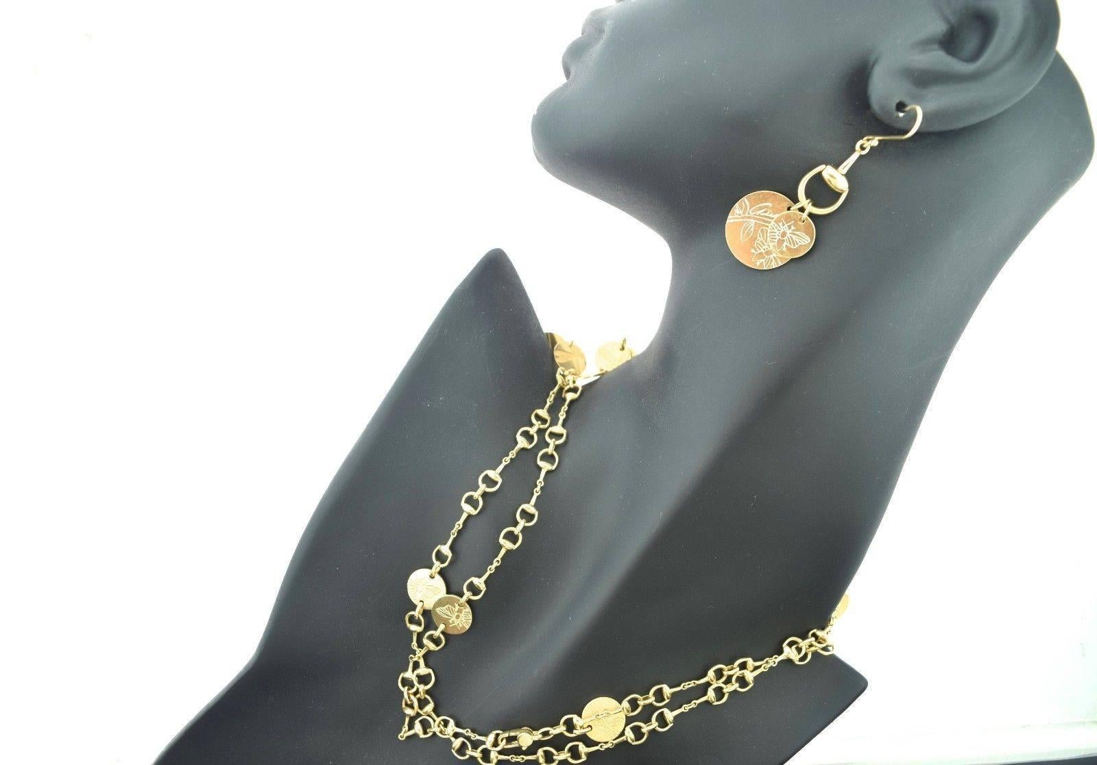 GUCCI Floral Collection Horse-Bit Charm 3 Piece Set, Necklace Earrings, Bracelet For Sale 1