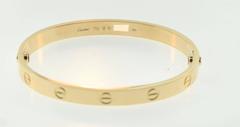 Cartier Yellow Gold LOVE Bangle, Size 18 with box, certificate, & New screw
