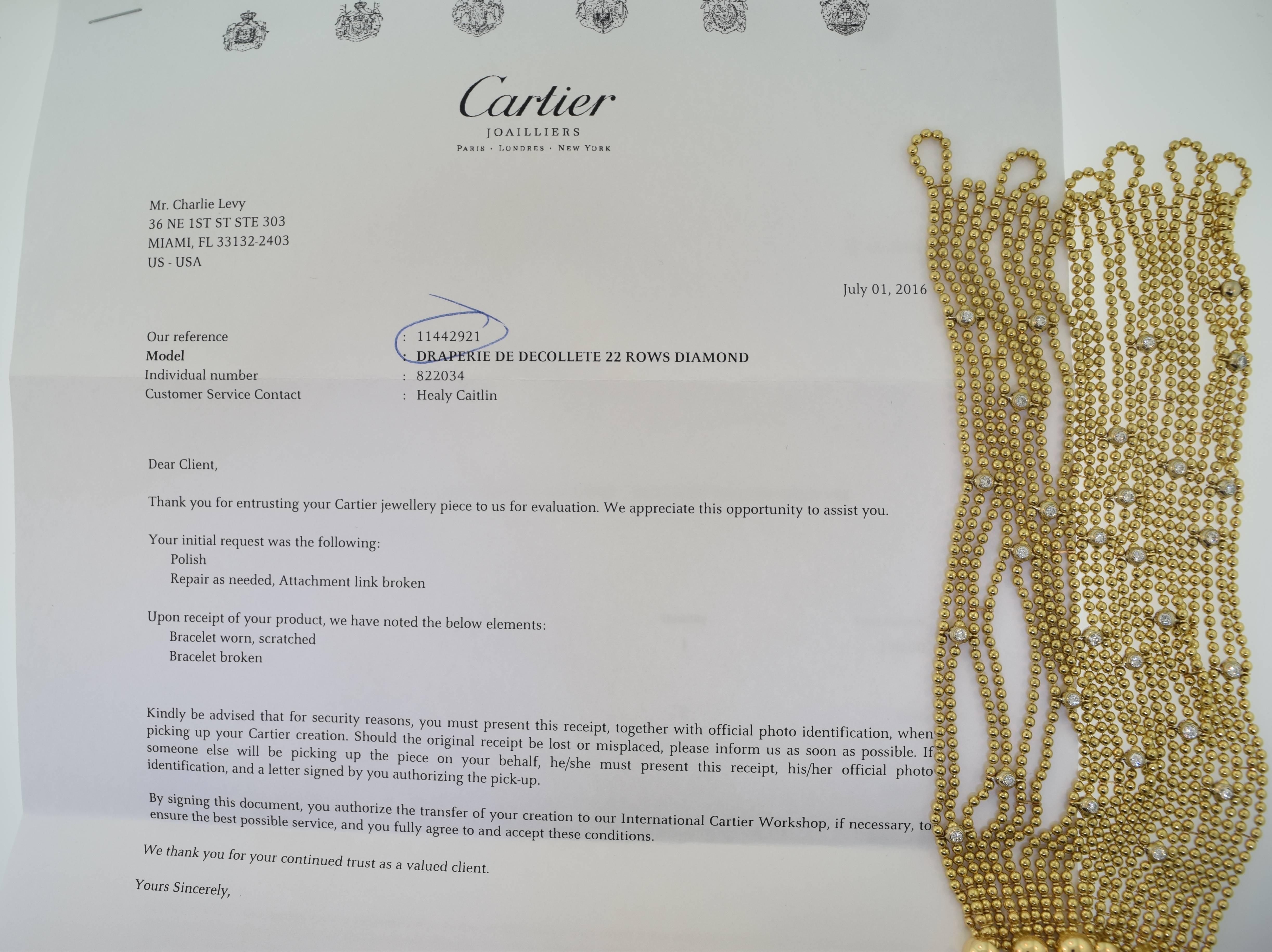 Cartier Draperie de Decollete Diamond Gold Bracelet For Sale 2