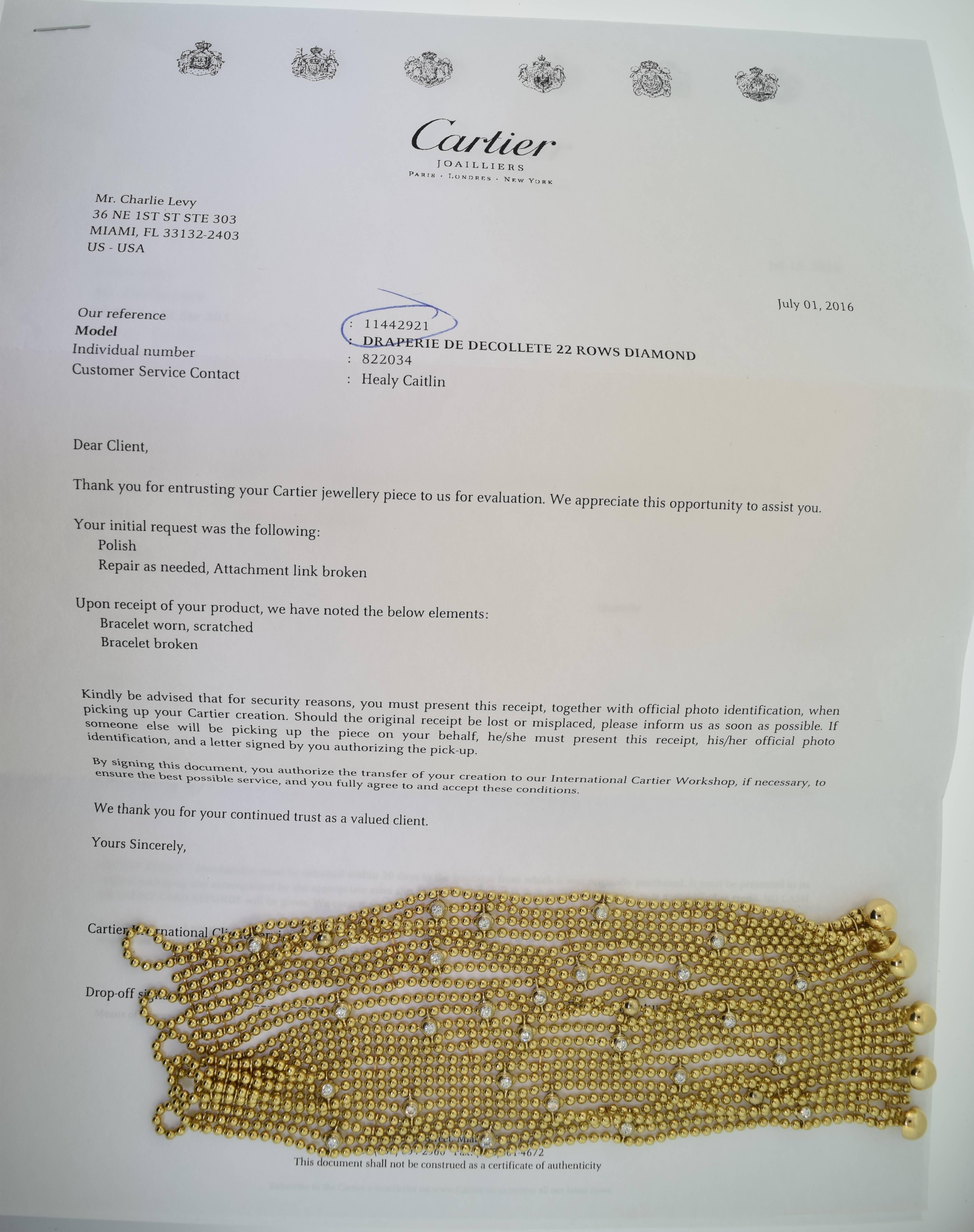 Cartier Draperie de Decollete Diamond Gold Bracelet For Sale 3