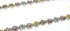 All Natural 25 Carats Multicolor Gem Stones Gold Flower Necklace