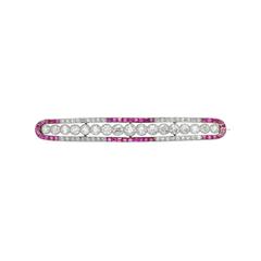 Old Cut Diamond and Carre Cut Ruby Brooch 4