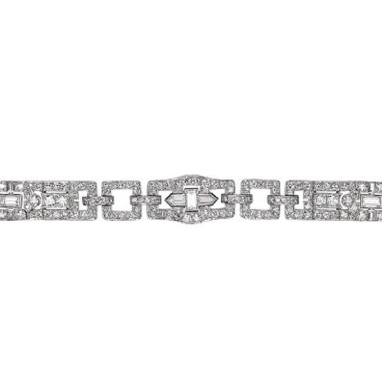  Cartier  Art Deco Diamond Platinum Bracelet For Sale