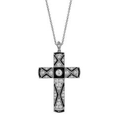 Platinum diamond and onyx set pendant 11
