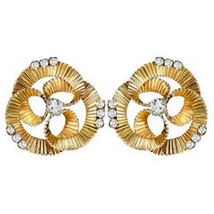 Cartier Diamond Gold Swirl Earrings