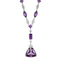 Multi-Cut Amethyst and Brilliant Cut Diamond Necklace