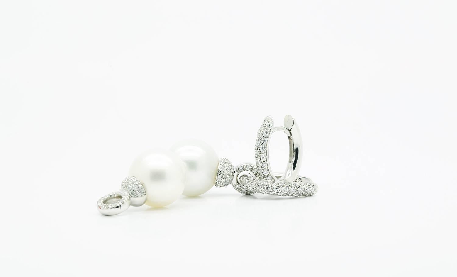 From the collection "Purity Di Perle" purity of pearls from FERRUCCI, Cherished as symbols of purity and perfection, elegance and affluence, with Pave of white diamonds dangling drops and light perfect White Pearls, the favorite FERRUCCI's