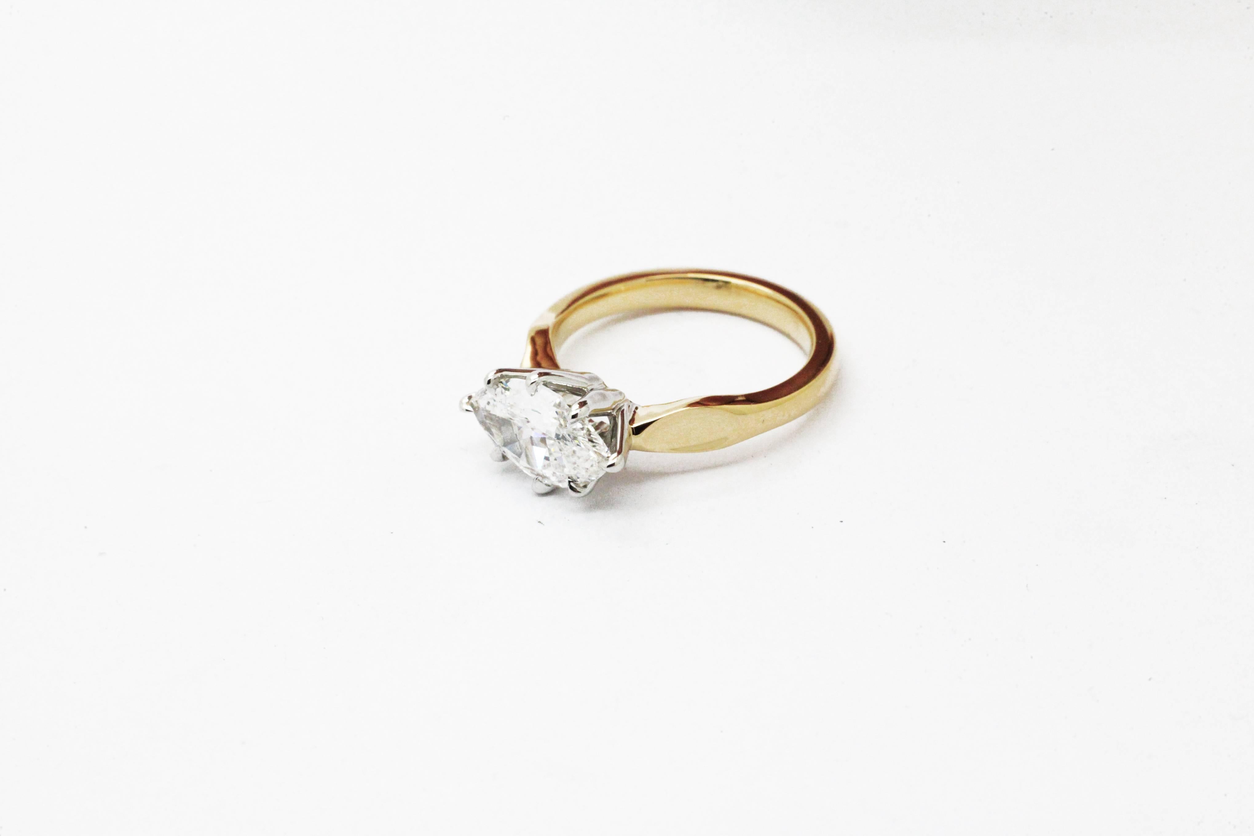 1.50 carat GIA Certified carat Marquise Diamond 18k gold and Platinum Ring 1