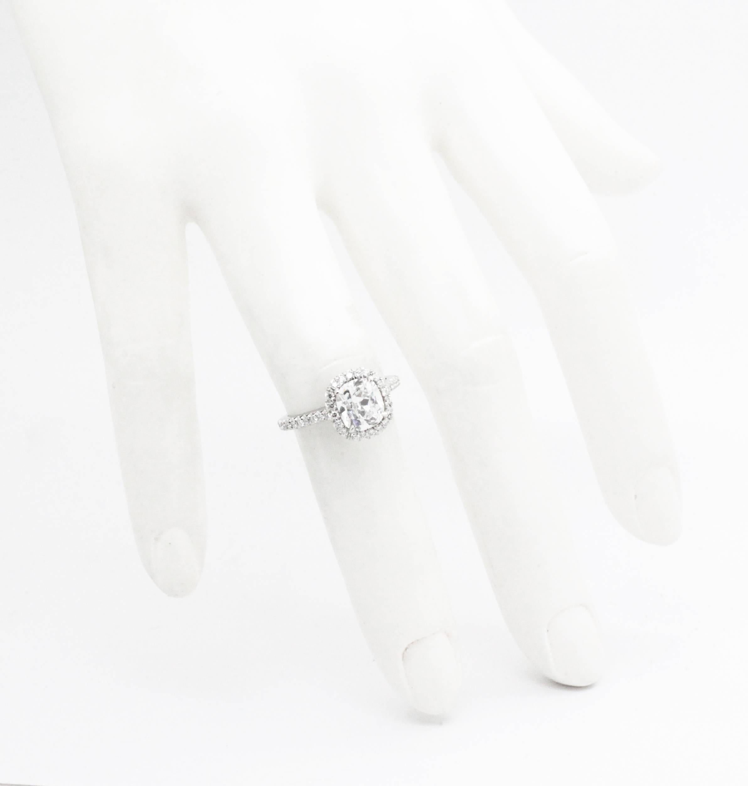 Ferrucci GIA Certified 1.30 carat Cushion Diamond Platinum Ring 2