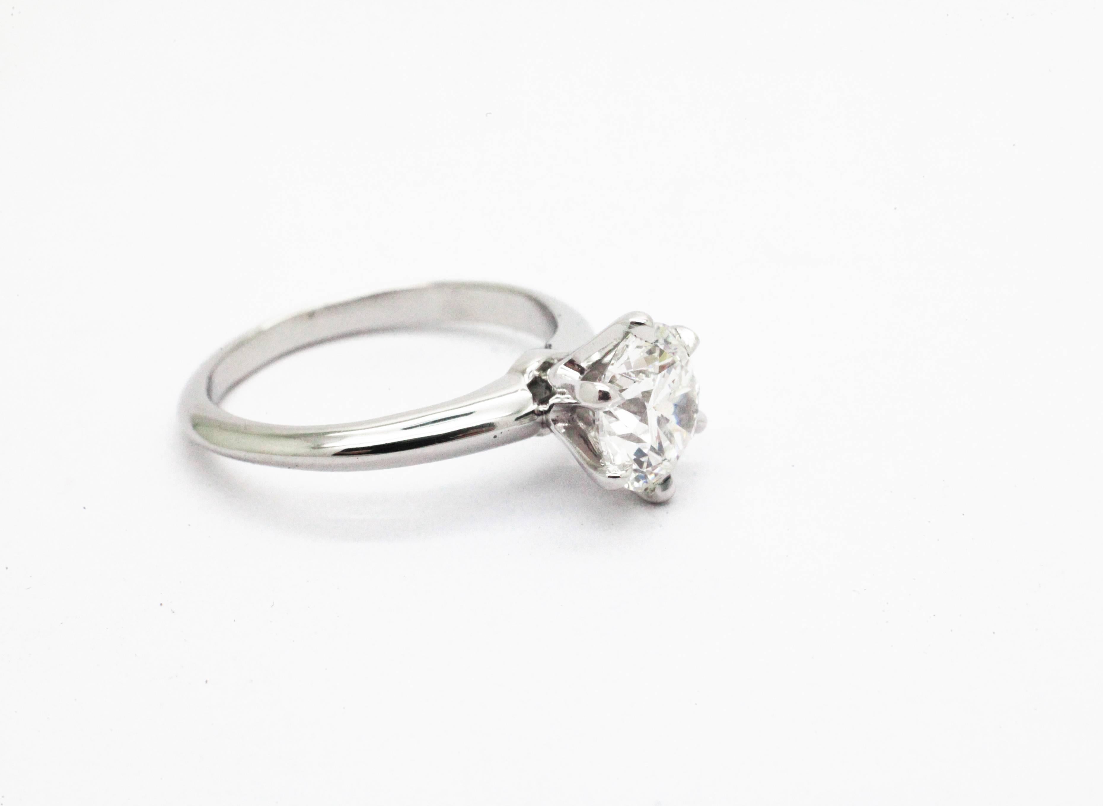 Perfectly hand crafted Platinum solitaire engagement ring by FERRUCCI, 
with six claw shaped prong and classic, everlasting, style shank.
Entirely made in New York City by Italian master jeweler showcasing a stunning
GIA Certified round brilliant