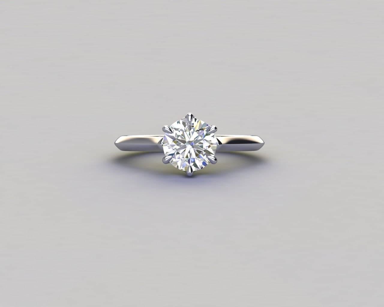 Ferrucci GIA Certified 1.00 Carat F Color VVS2 Clarity Platinum Solitaire Ring 4