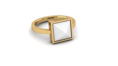 Ferrucci White Agate Pyramid Yellow Gold Ring