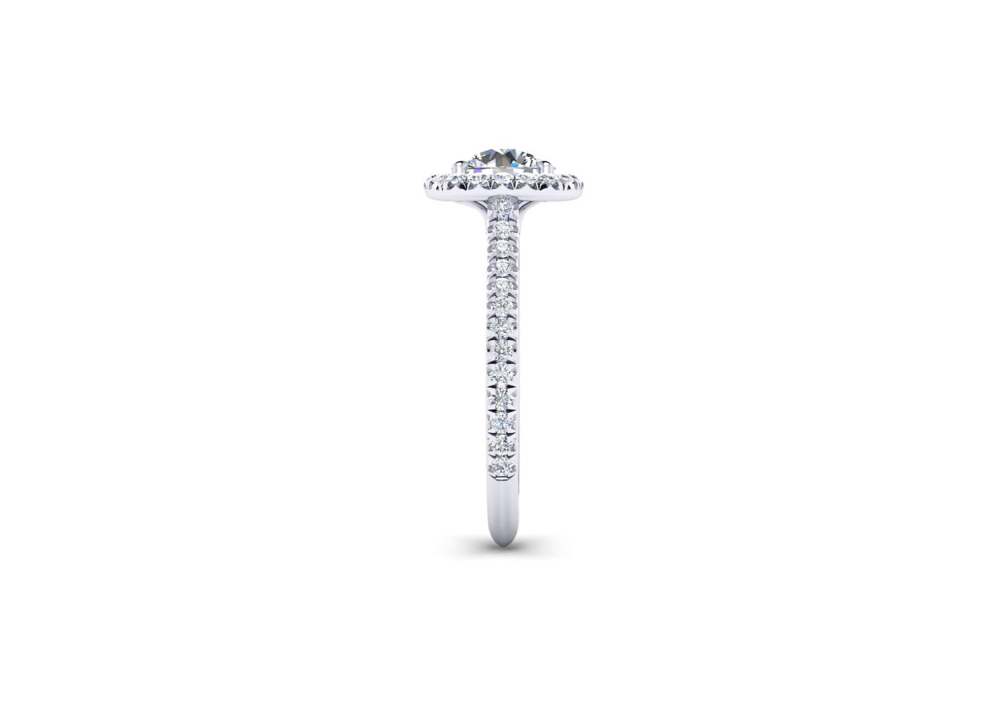 GIA Certified 1.06 Carat Round Diamond Halo Platinum Ring In New Condition For Sale In New York, NY