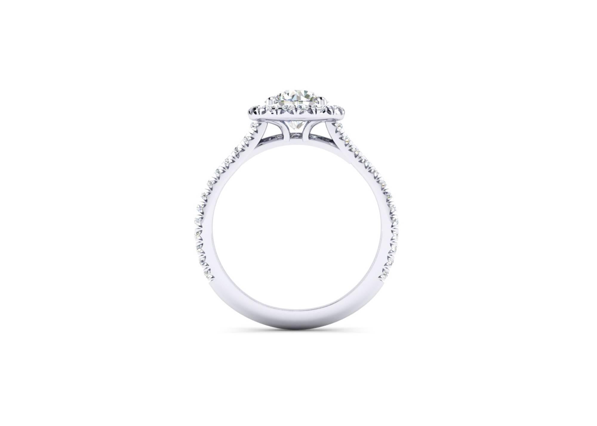 Round Cut GIA Certified 1.06 Carat Round Diamond Halo Platinum Ring For Sale