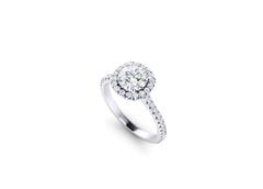 Platinring mit GIA-zertifiziertem 1,06 Karat rundem Diamant-Halo