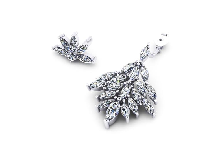 Art Nouveau 5.00 Carat Marquise Diamond Stylish Modern Earrings  For Sale