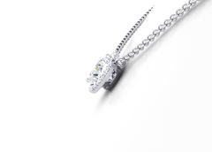 1.06 carats GIA Certified Round Diamond Halo Platinum Pendant Necklace