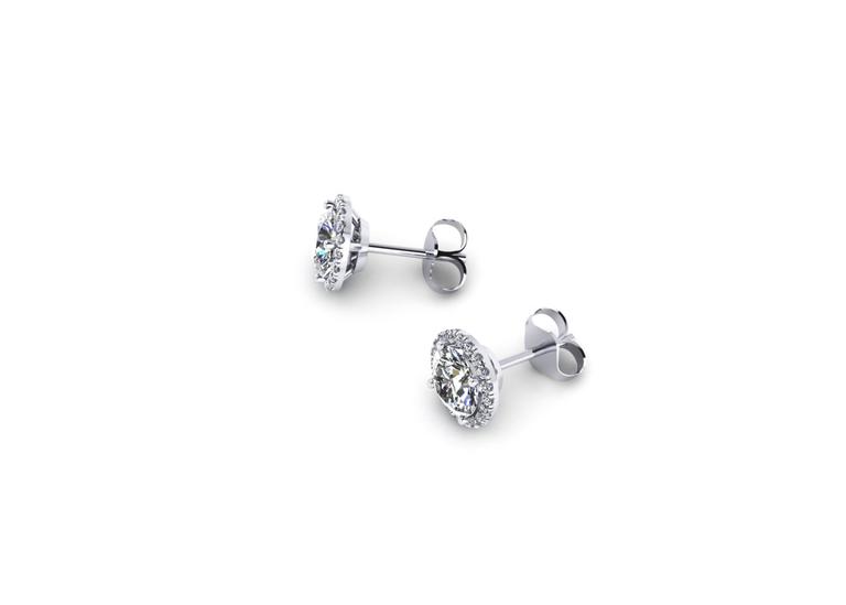 Ferrucci GIA Certified 2.15 Carat Diamond Platinum Halo Stud Earrings ...