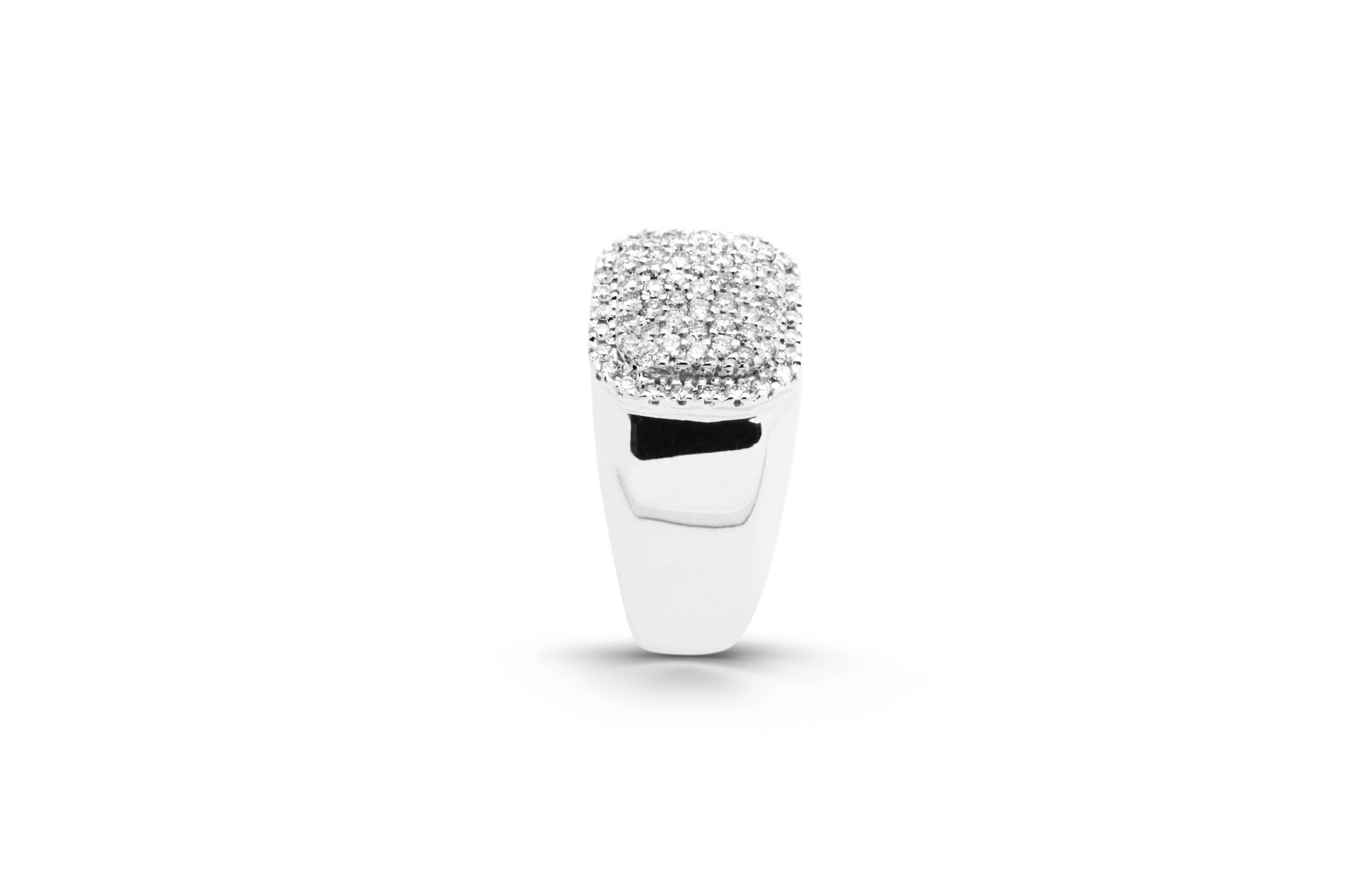 Modern Ferrucci 0.80 Carat Diamonds White Gold Pave Dome Ring Made in Italy