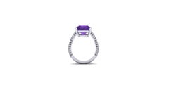 Ferrucci Amethyst  Handgefertigter Cocktailring mit Diamanten