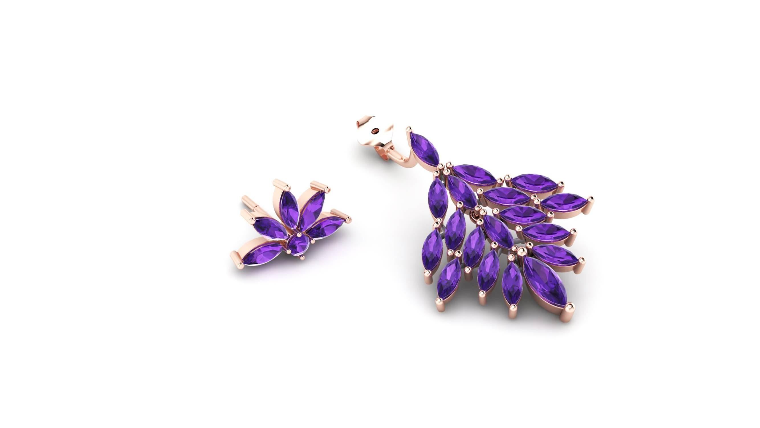 Ferrucci Marquise shape cut Amethyst dangling earrings, made in 18k rose gold by Italian master jeweler Francesco Ferrucci in New York.

Exquisite combination of a classic style with a modern wear for a distinguished younger style.

