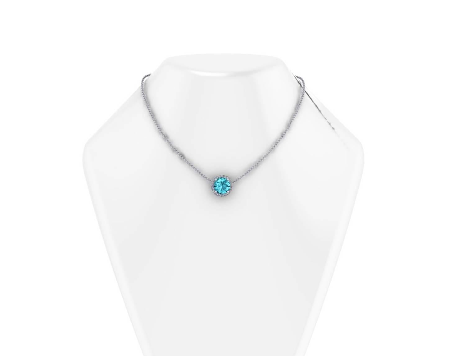 1,73 Karat natürlicher blauer Apatit Halo Diamant 18 Karat Gold Halskette Damen im Angebot