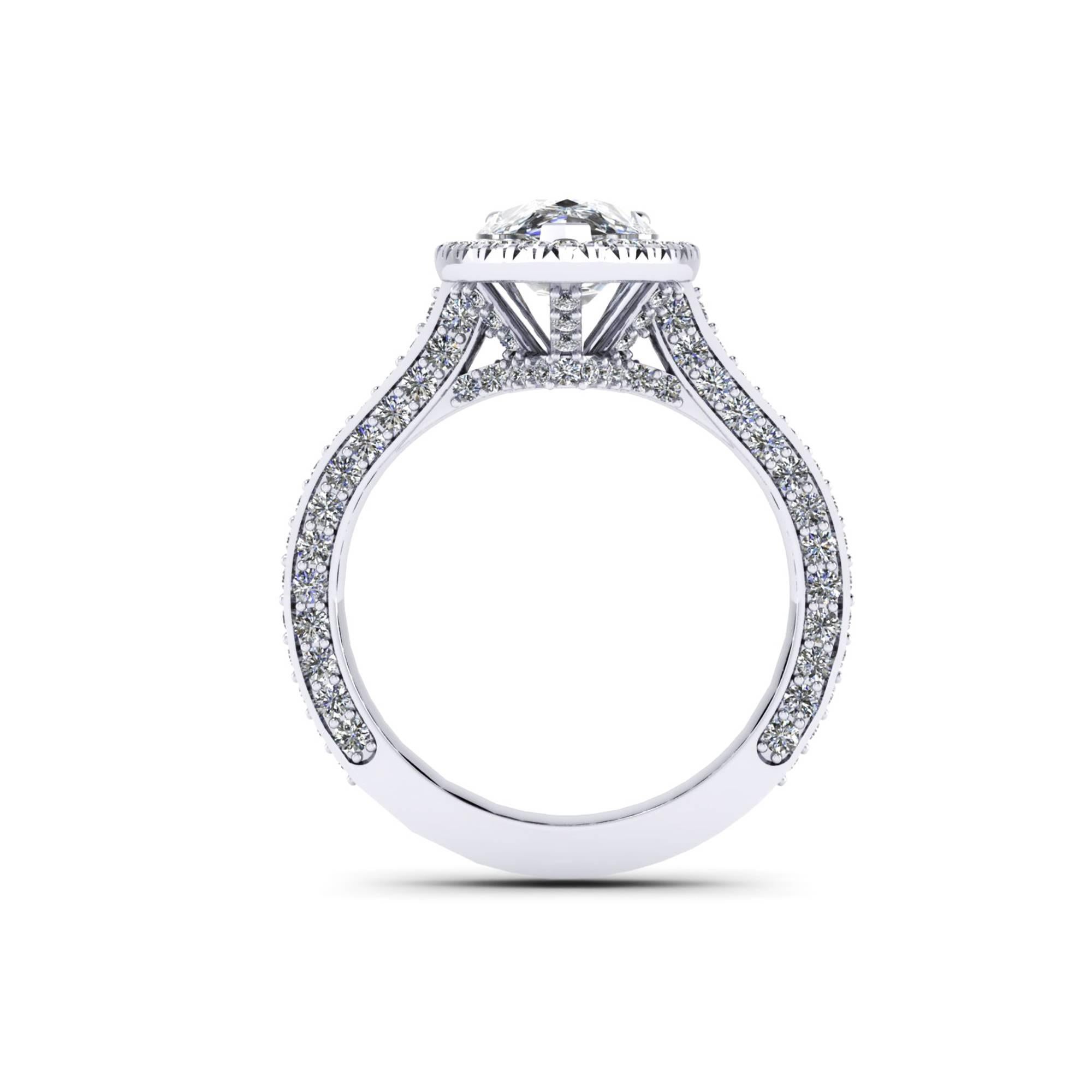 Ferrucci GIA Certified 1.90 carat D Color, Flawless clarity, Pear Shape Diamond engagement ring, Triple Excellent diamond, unique and rare pear shape, the purest Flawless Clarity and Best Color Diamond in nature.

This engagement ring is hand made