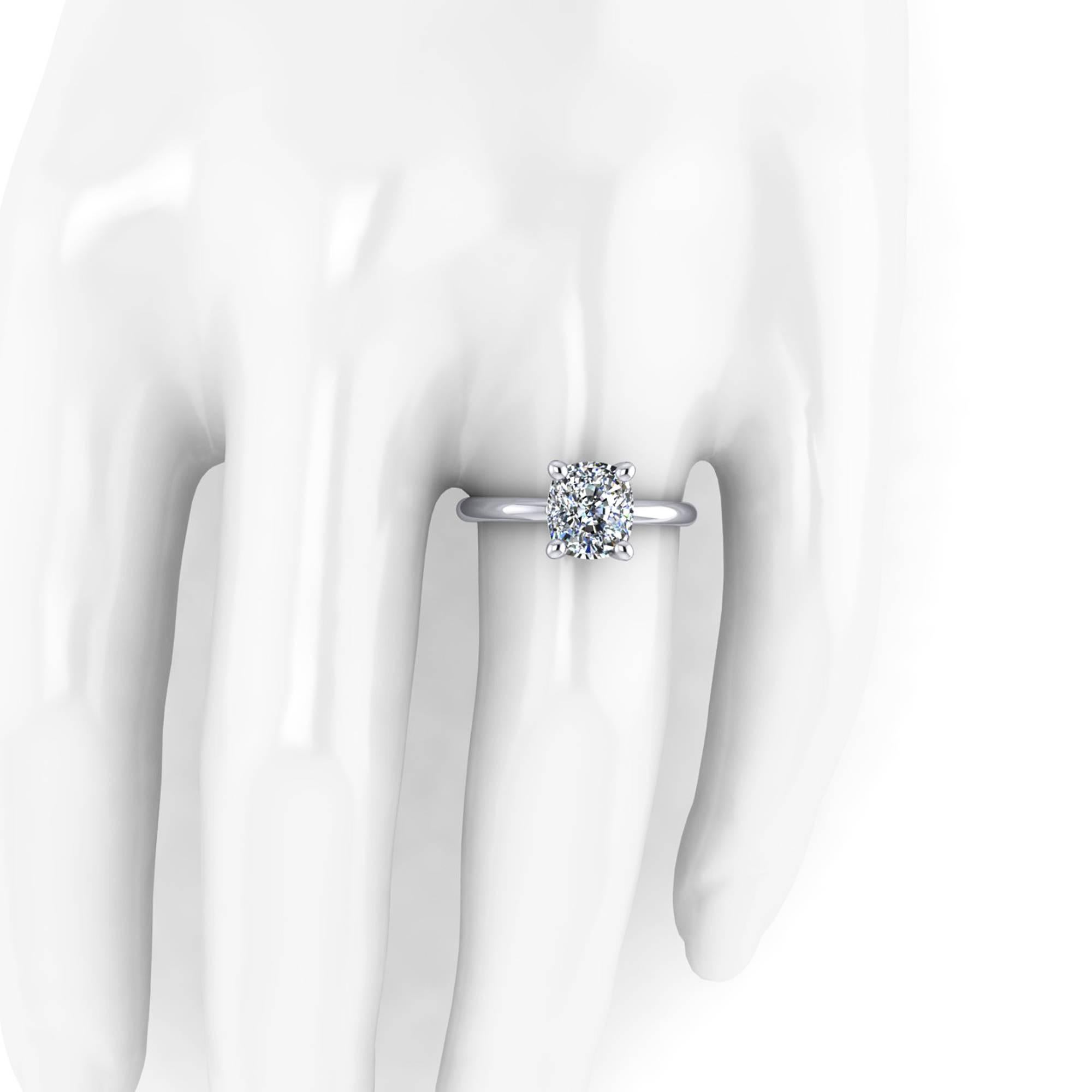 Women's GIA Certified 2.09 Carat Cushion Diamond Platinum Engagement Ring