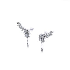 2.75 Carat Marquise Diamonds 18 Karat White Gold Wing Dangling Earrings