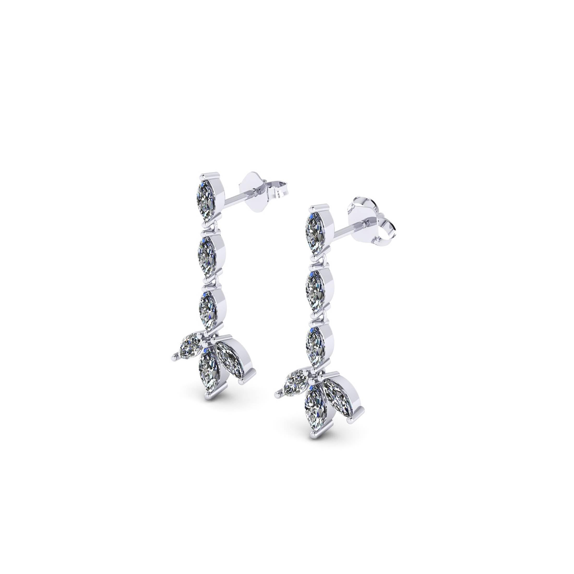 Ferrucci 1.24 carats Marquise Diamonds dangling earrings, hand made in New York City by master jeweler and Designer Francesco Ferrucci. The diamonds are hand picked and selected based on clarity and color, in order to obtain the maximum bright white