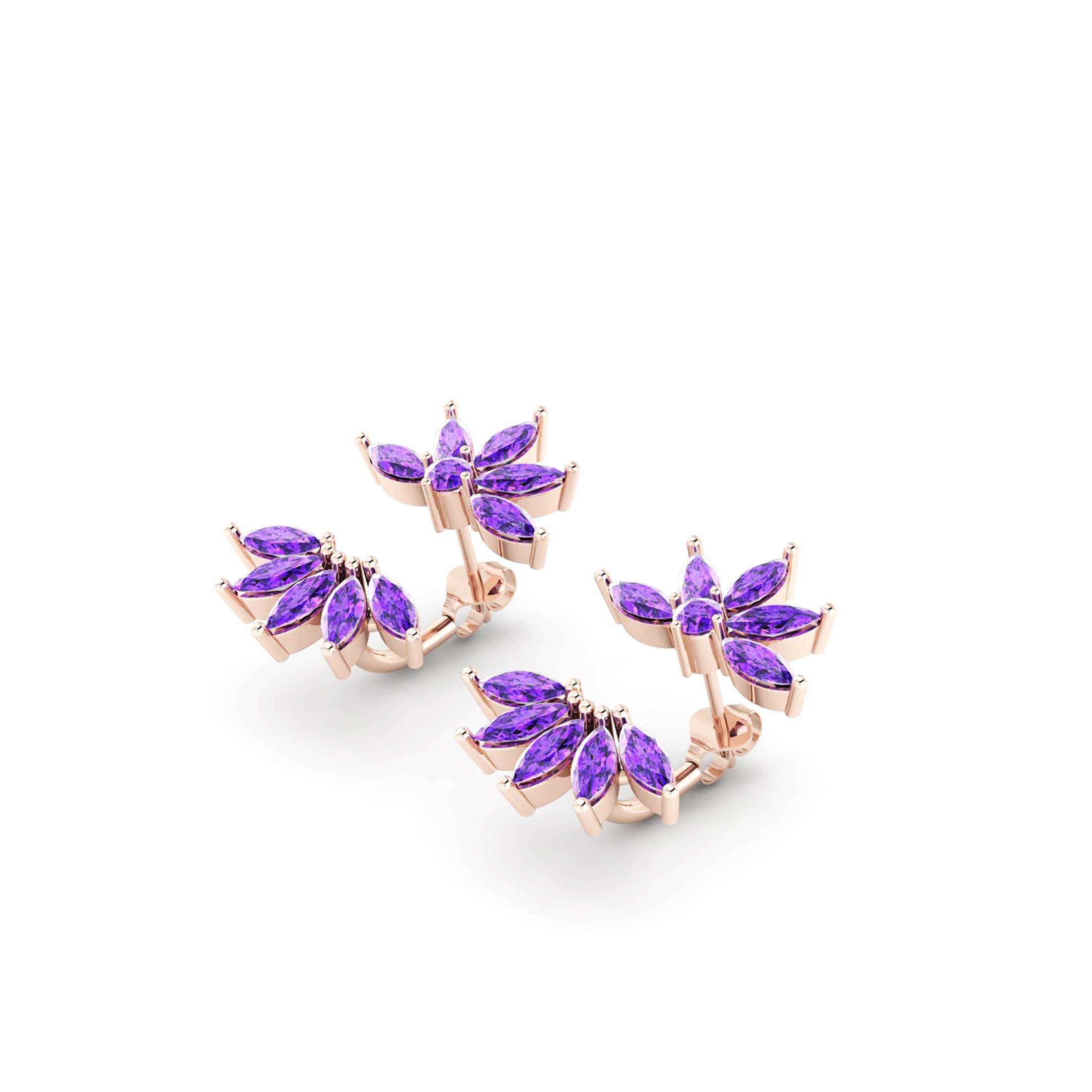 Ferrucci Marquise shape cut Amethyst modern earrings, made in 18k rose gold by Italian master jeweler Francesco Ferrucci in New York City,

Exquisite combination of a classic style with a modern wear for a distinguished younger style.

